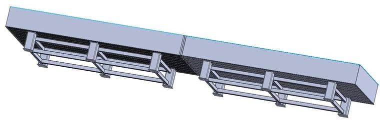 Rigid Support Table 위에 허니콤 브레드보드 두 장이 이어진 3D 모델
